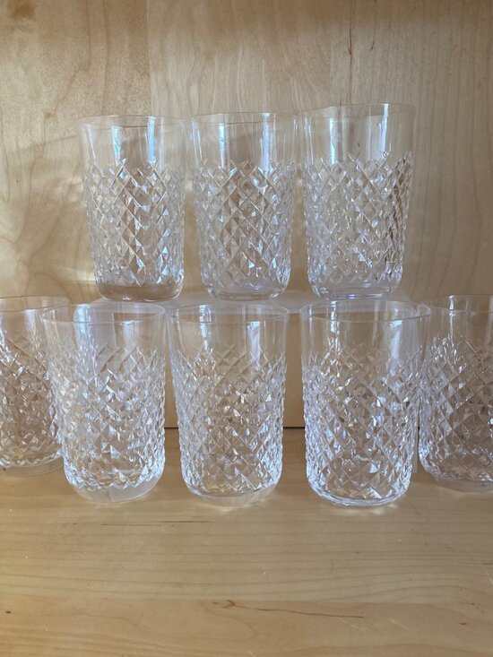 Set of 8 Vintage Waterford Alana Flat Tumblers 12 oz 4.5" H 1970s/80s Gothic Fon - Picture 1 of 13